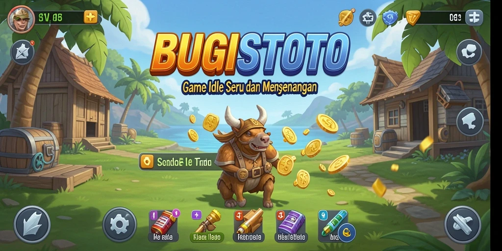 Tampilan gameplay <strong>BUGISTOTO</strong>, menjelajahi dunia Idle yang penuh warna.