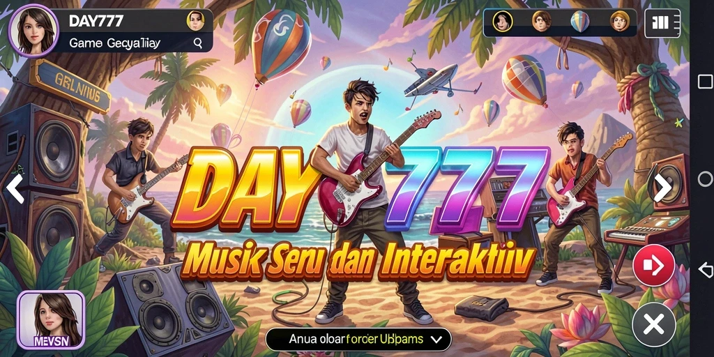 Tampilan menarik saat bermain game musik DAY777 dengan berbagai fitur interaktif.