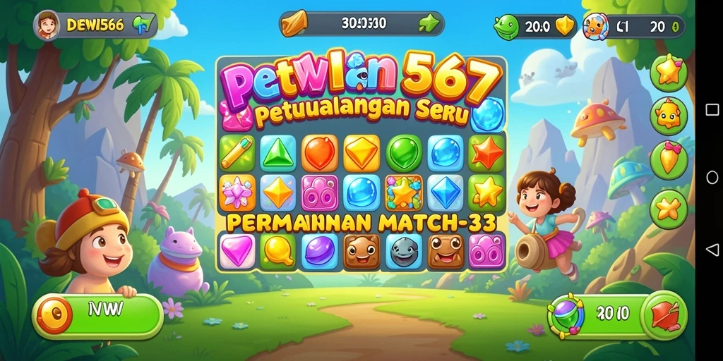 Tampilan gameplay DEWI567 yang penuh warna dan menantang.