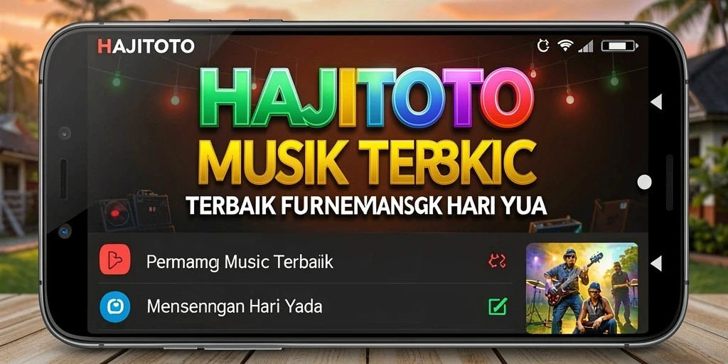 Tampilan gameplay menarik dari aplikasi HAJITOTO yang penuh musik.