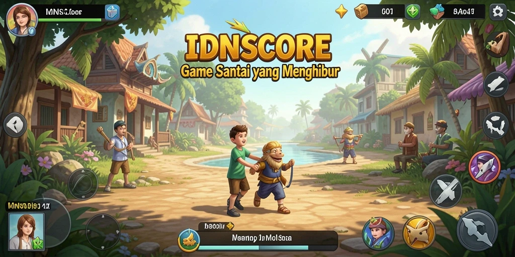 Tampilan gameplay IDNSCORE yang menghibur dan penuh warna.