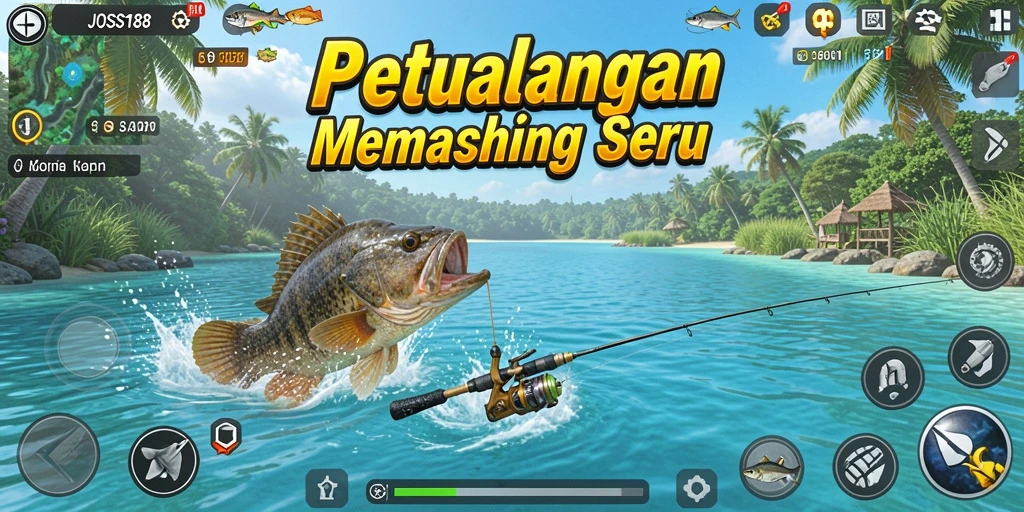 Screenshot gameplay JOSS188 memperlihatkan serunya aktivitas memancing.