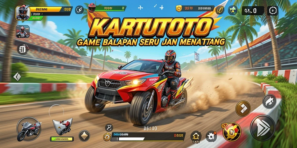 Screenshot KARTUTOTO menampilkan balapan yang mendebarkan dengan grafis yang memukau.