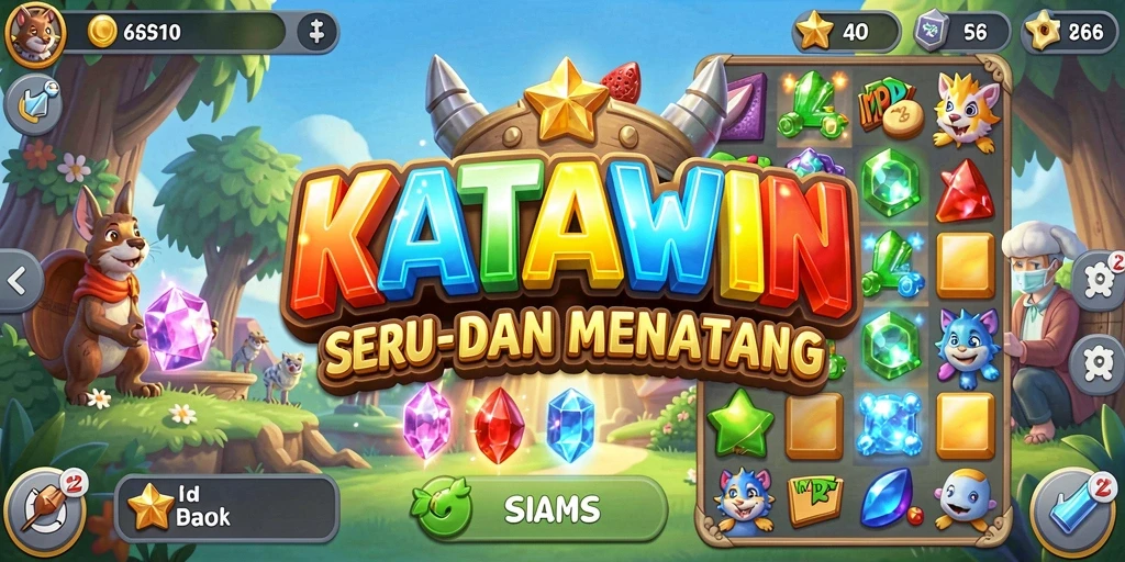 Tampilan gameplay seru KATAWIN yang penuh warna.