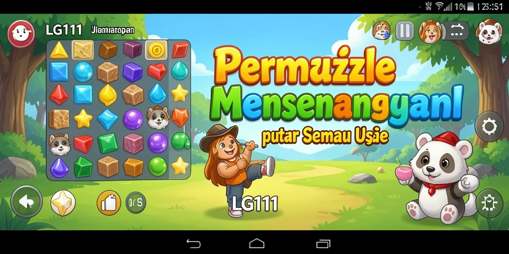 Screenshot utama LG111 menunjukkan gameplay seru dan menantang di level Puzzle.