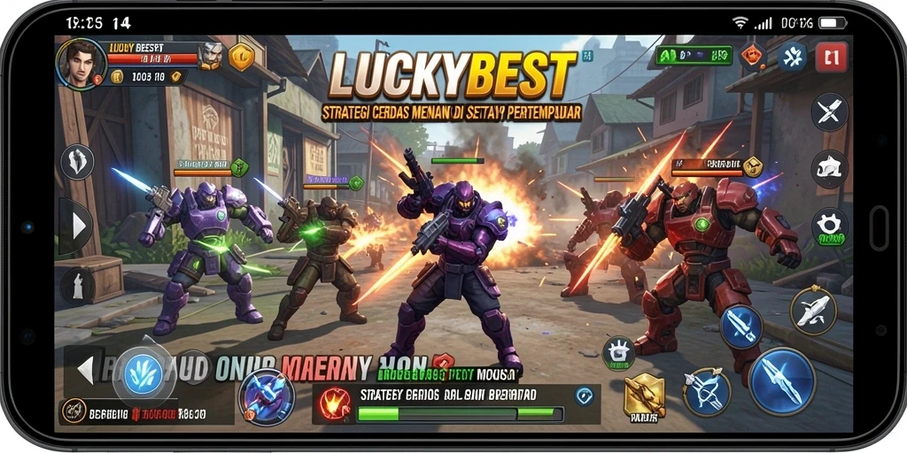 Tampilan gameplay <strong>LUCKYBEST</strong> yang menegangkan dengan berbagai unit dan strategi.