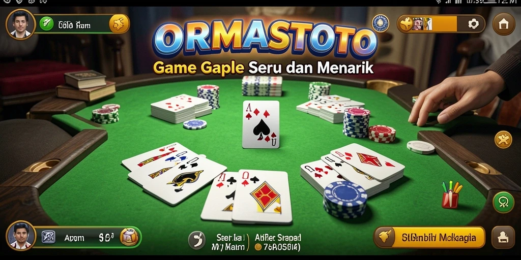 Screenshot gameplay ORMASTOTO menampilkan permainan Gaple yang seru.