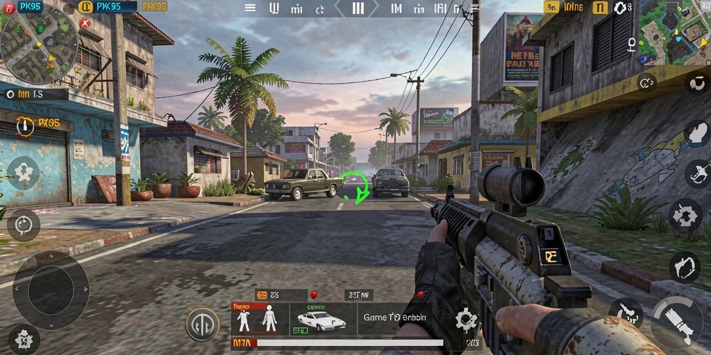 Tampilan gameplay PK95 menampilkan aksi seru dalam pertempuran TPS.