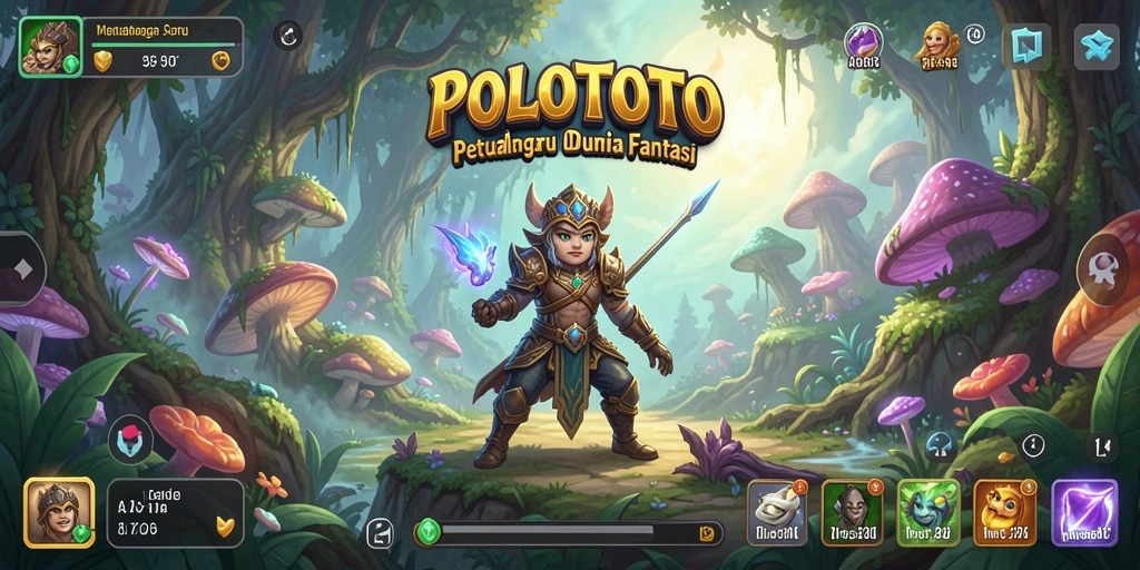Skrinsut gameplay POLOTOTO yang menunjukkan petualangan seru di dunia fantasi.