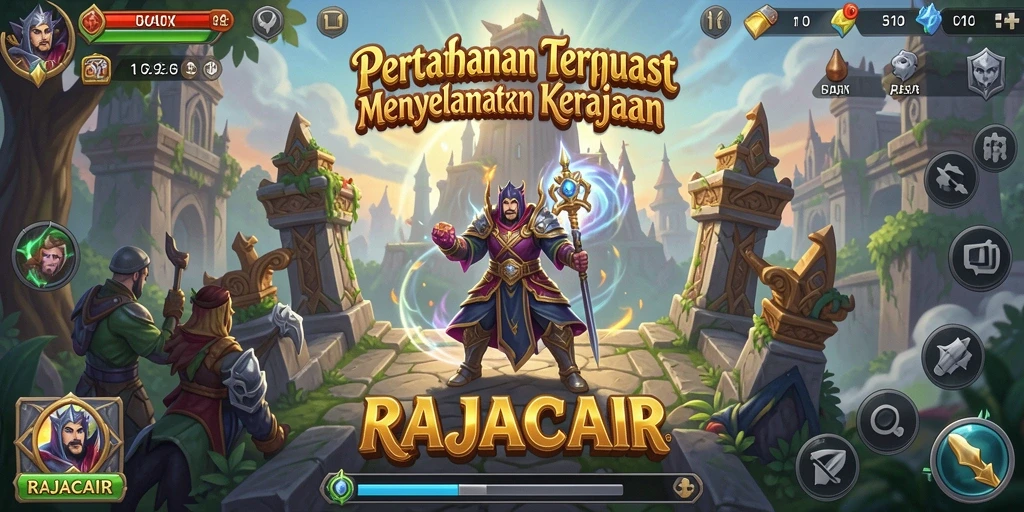 Tangkapan layar gameplay RAJACAIR menampilkan aksi seru dalam Tower Defense.