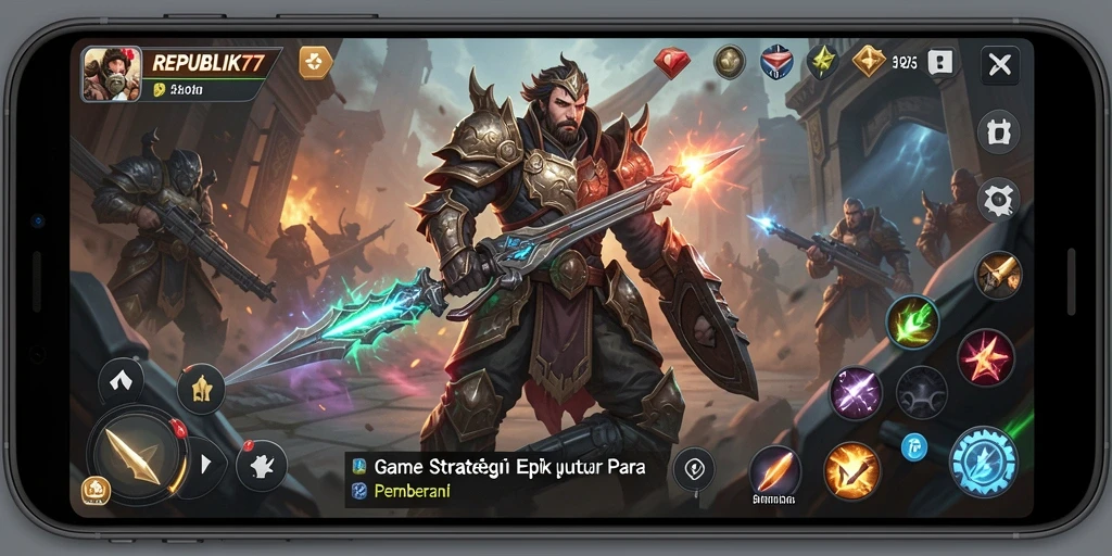 Tampilan gameplay REPUBLIK77 yang menampilkan strategi kompleks.