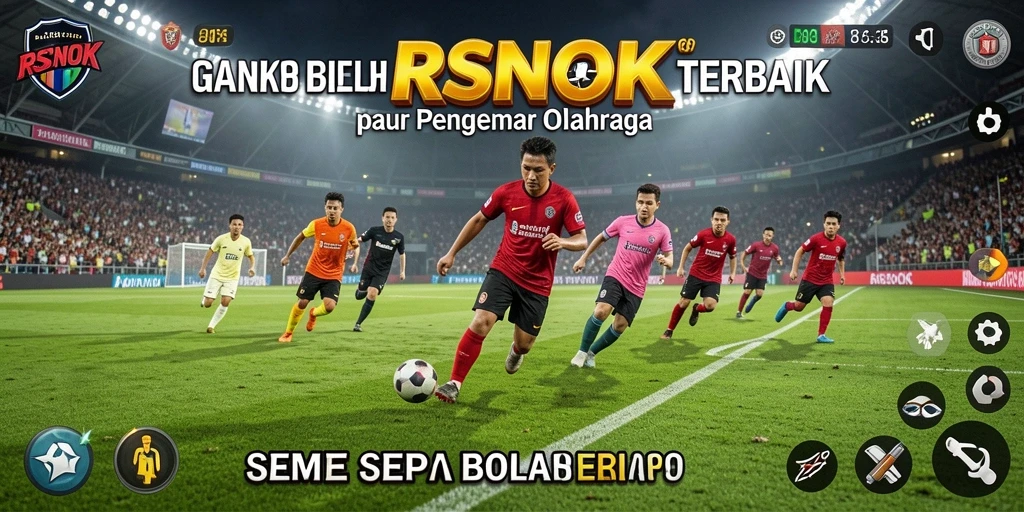 Tangkapan layar gameplay RSNOK yang menampilkan aksi sepak bola yang mendebarkan.