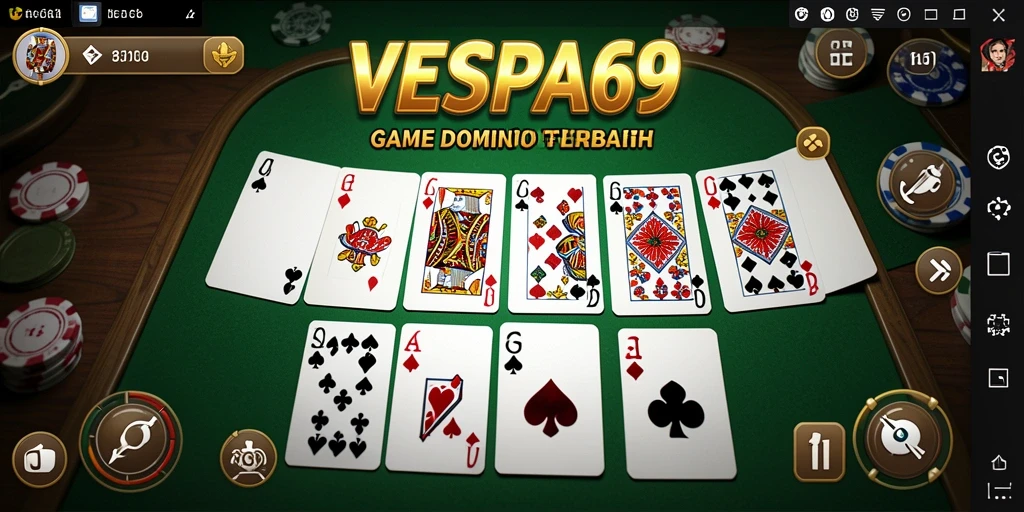 Screenshot utama VESPA69 menampilkan gameplay seru dalam permainan Domino.